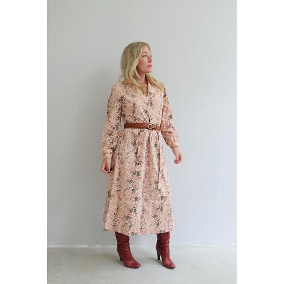 1970s Vintage Julie Miller Pink Floral Velvet Dress Women's Extra Small to Small - Picture 7 of 9
